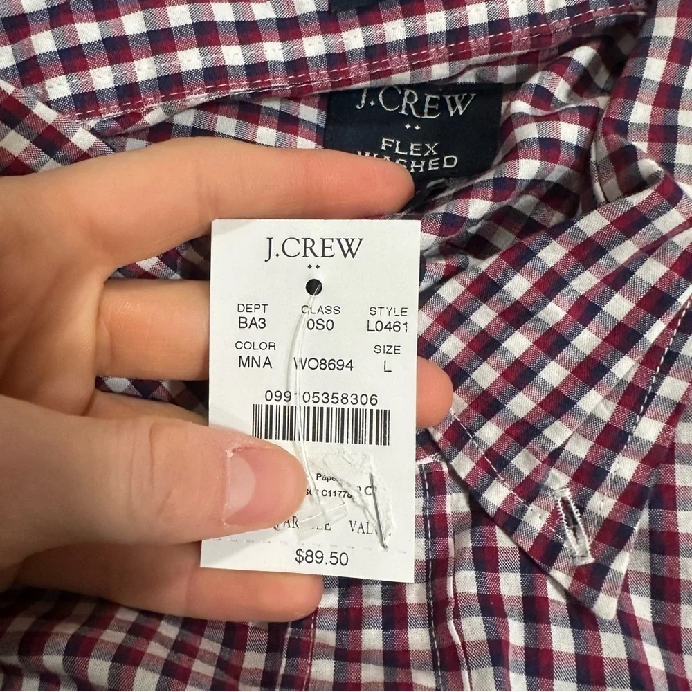 J crew Slim flex casual shirt navy red